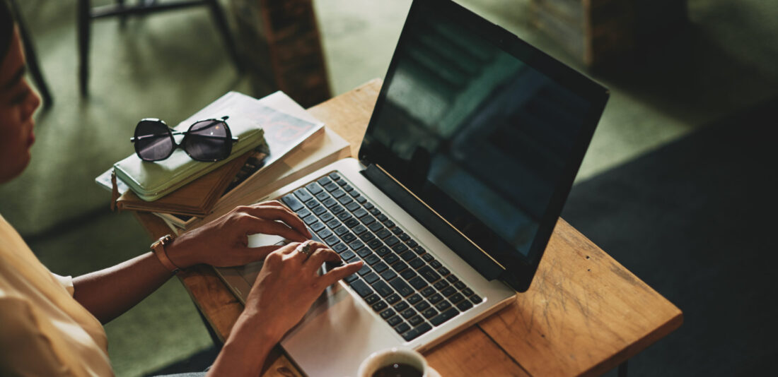 A woman working on her laptop